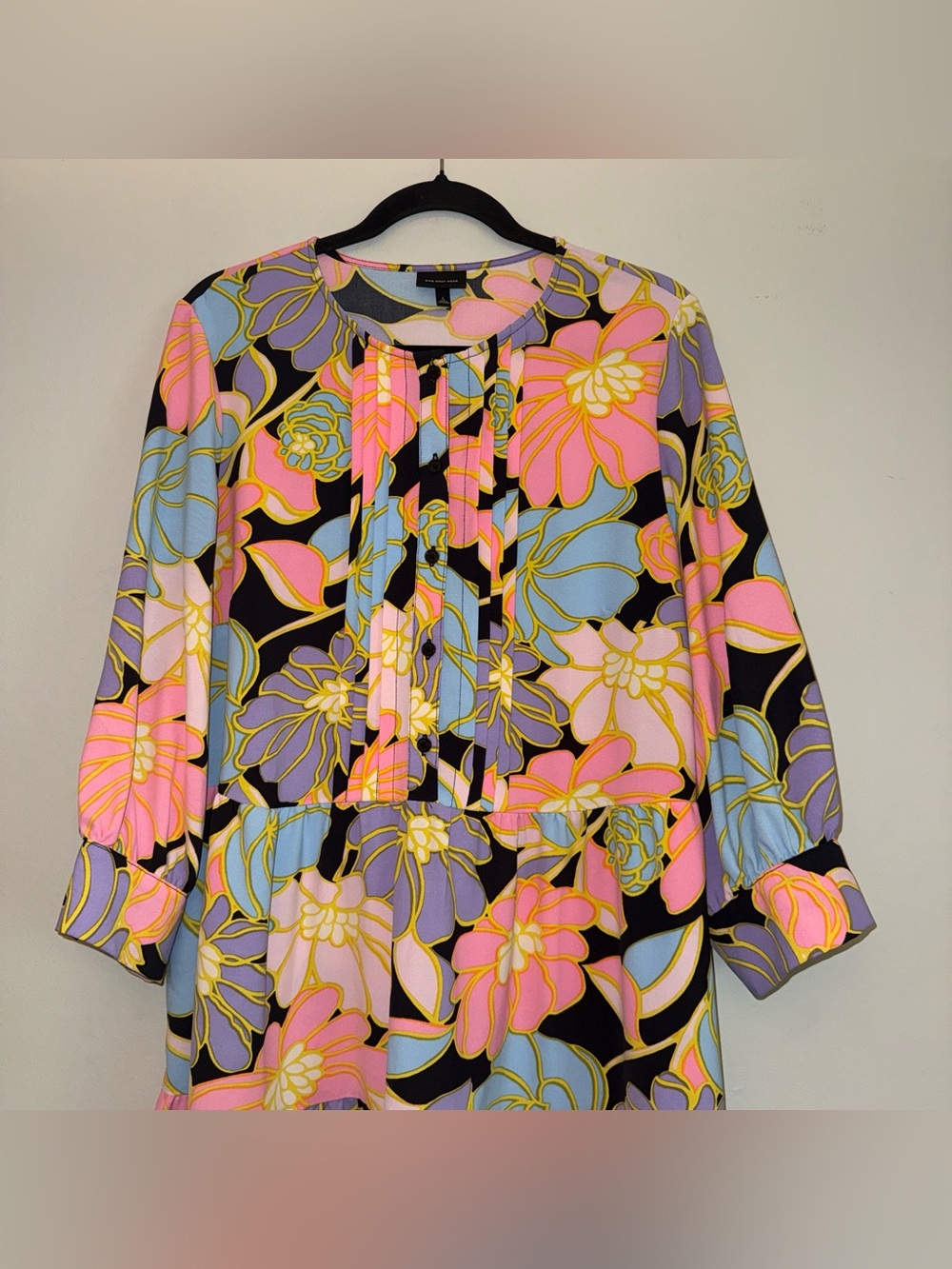 WHO WHAT WEAR women’s Multicoloured floral print dress with bell sleeves sz L ✨ - Picture 5 of 10